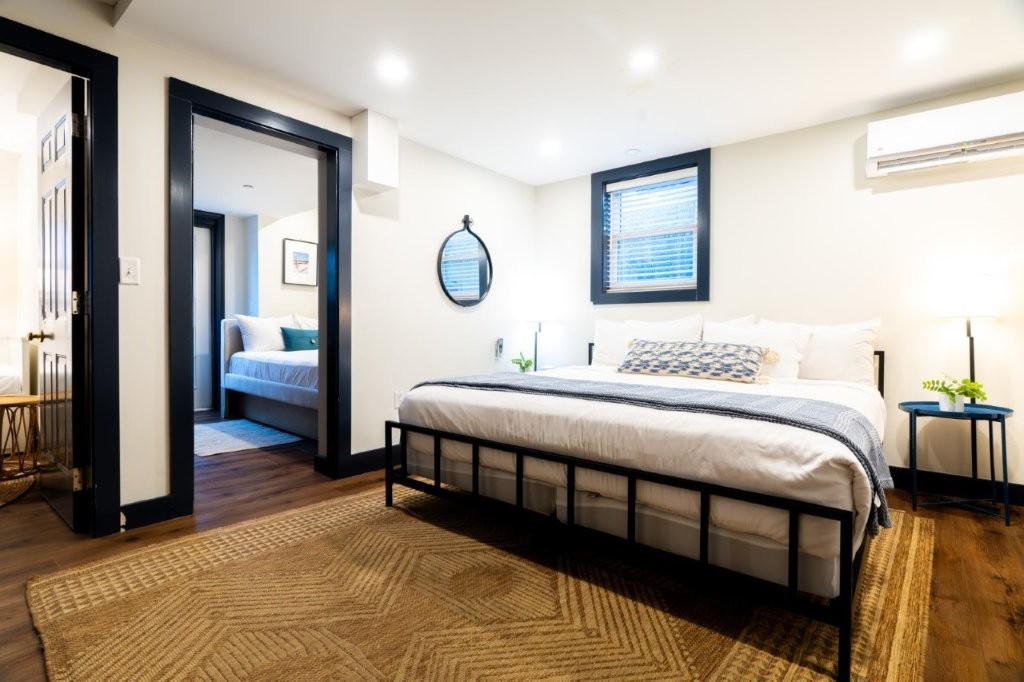 Spacious guest room with modern decor