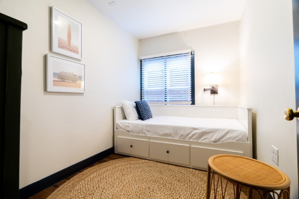 Bright guest room with window