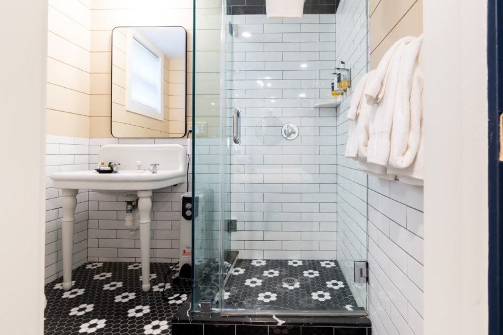 Modern bathroom with glass shower