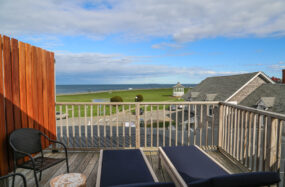 Balcony with lounge chairs and ocean view