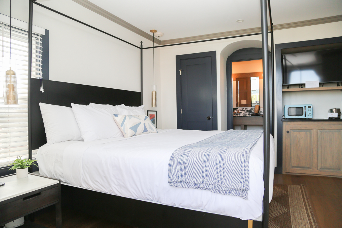 Canopy bed with bright natural light
