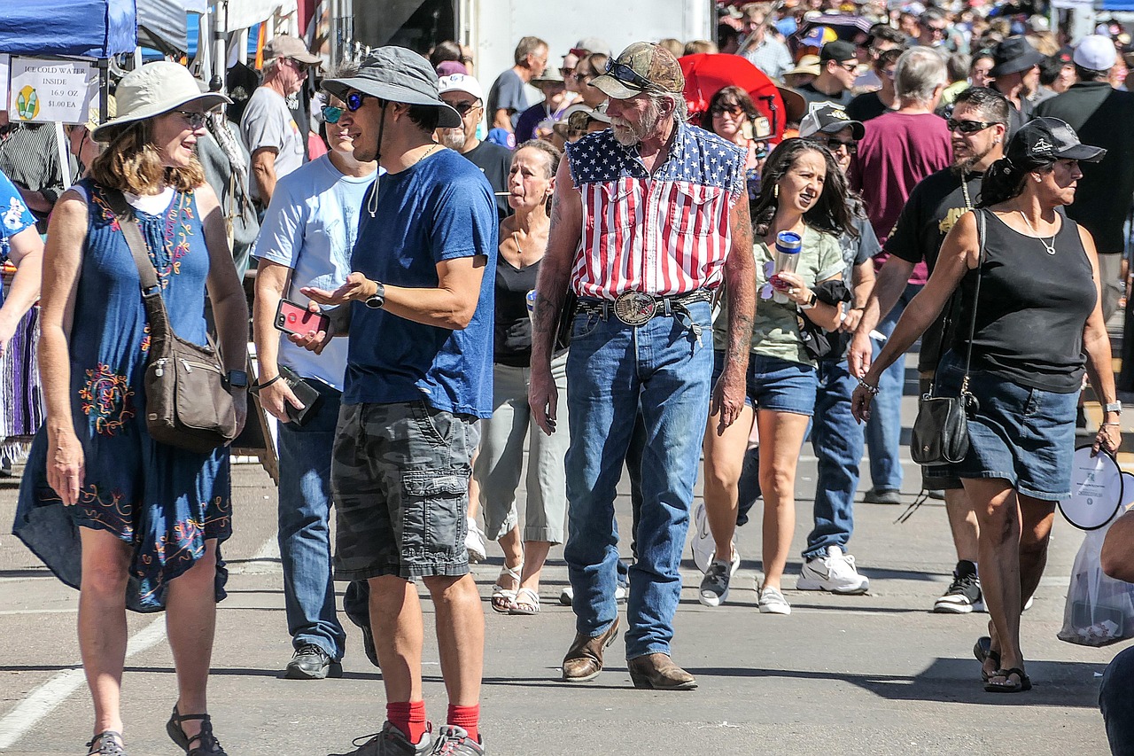 Crowd walking at a local event