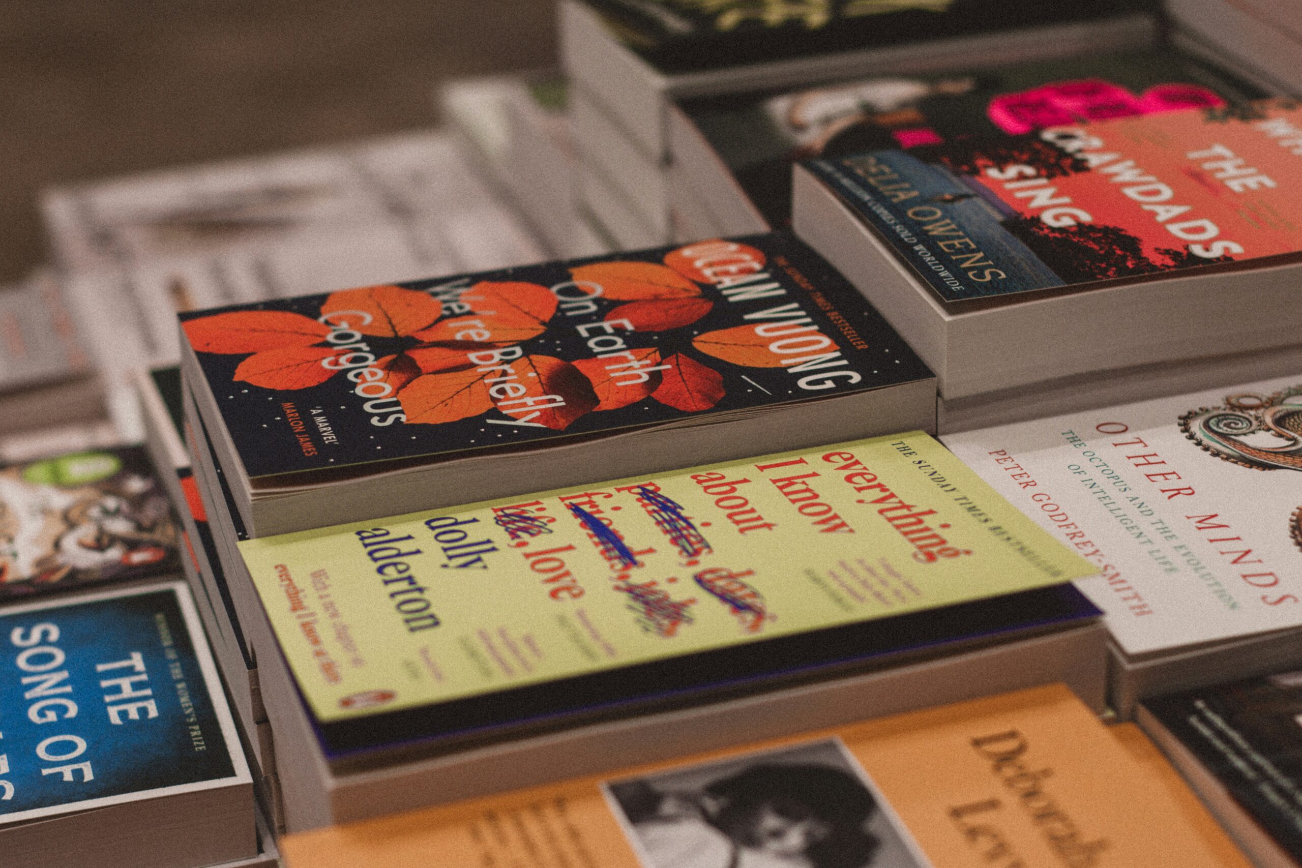 Books and brochures on a table