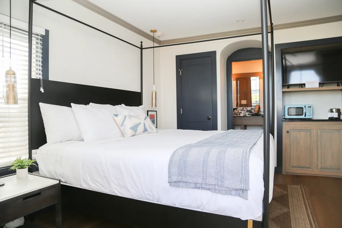 Canopy bed with bright natural light